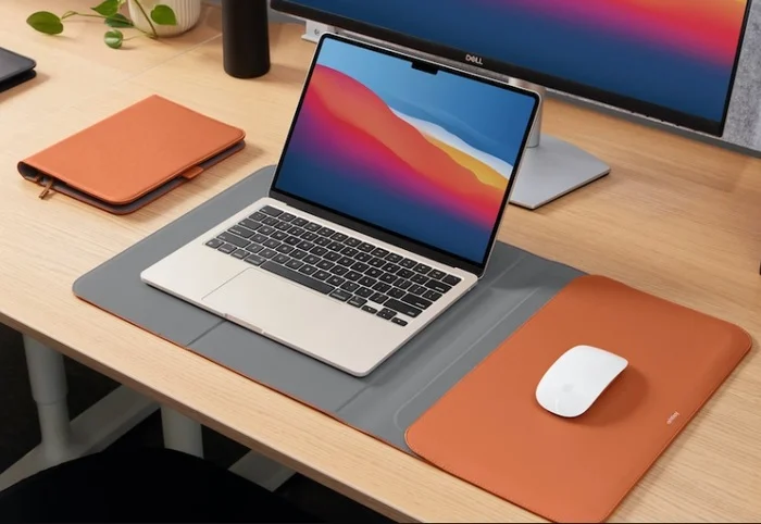 Unique laptop sleeve converts into a desk mat