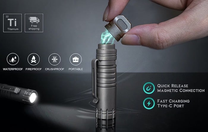 Wayfinder rechargeable quick release mini EDC flashlight