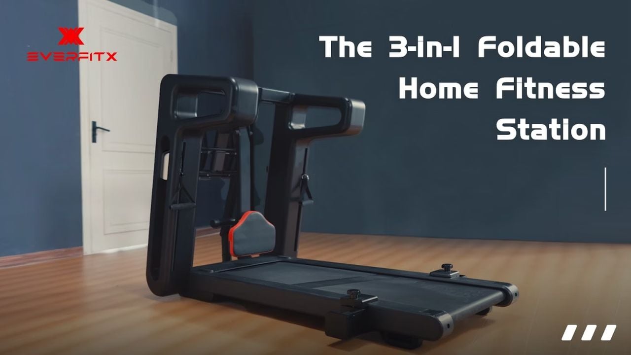 EverFitX home gym treadmill, fitness pump, and rowing machine