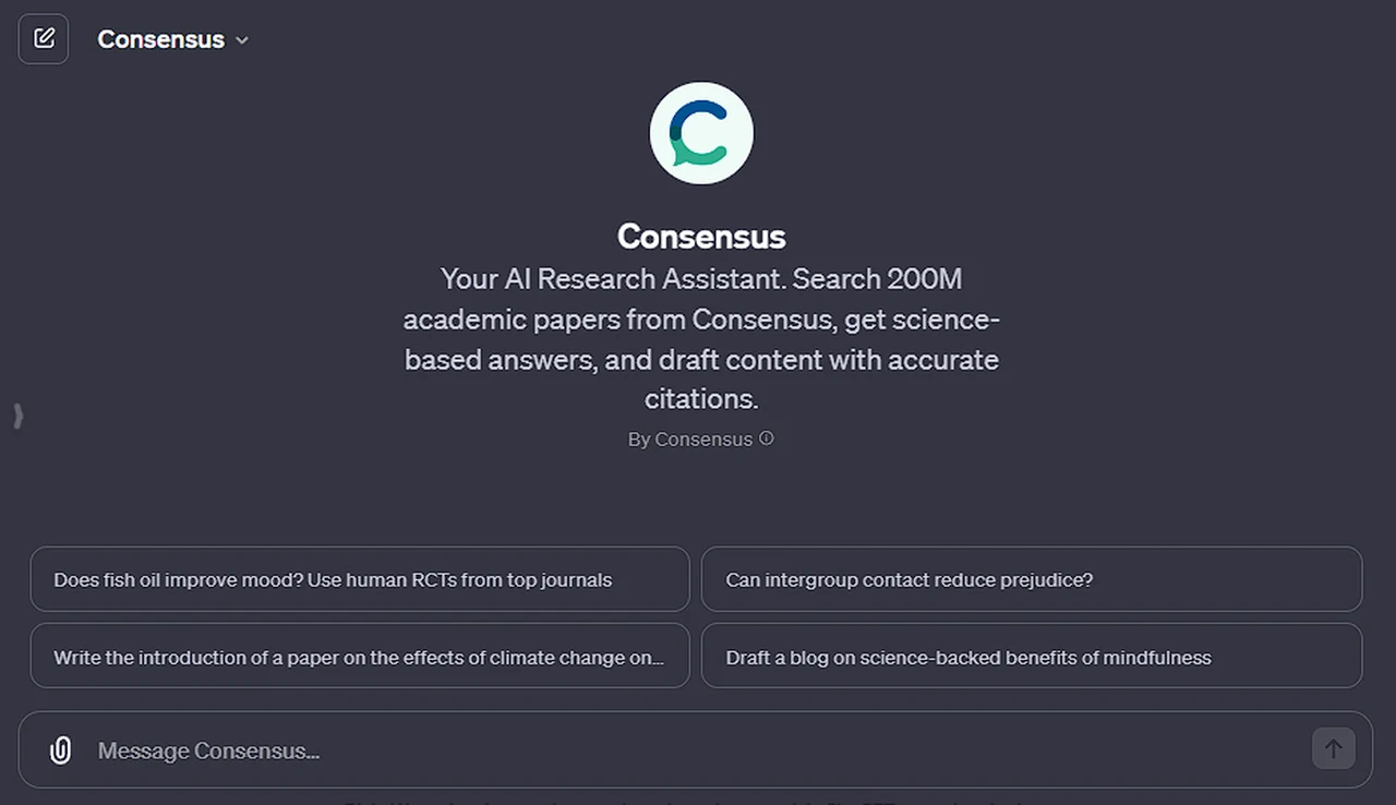 How to use Consensus ChatGPT research search engine custom GPT