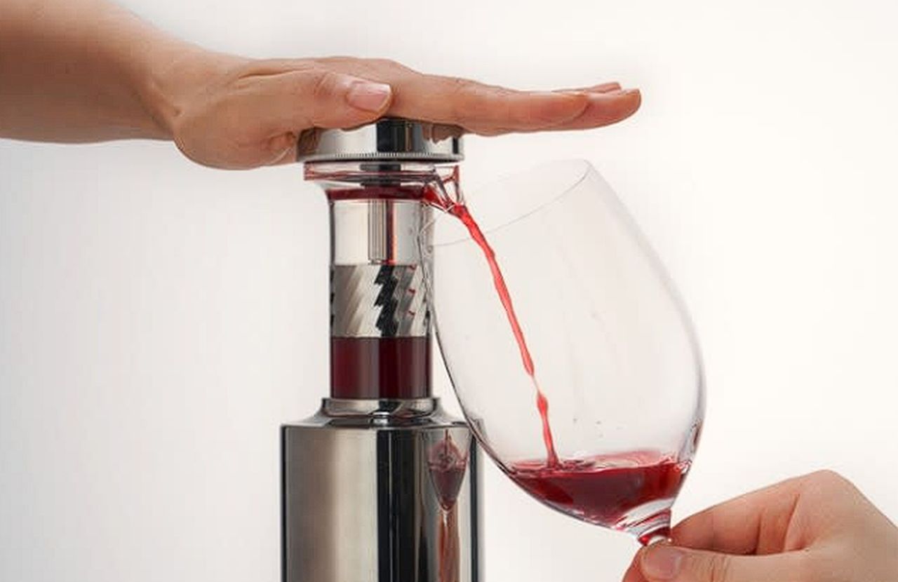 Keep your wine fresh for days with innovative vacuum seal carafe