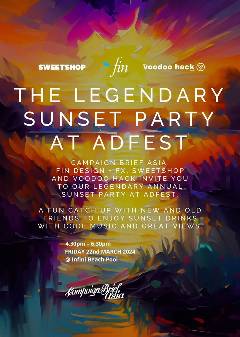 ATTENDING ADFEST IN PATTAYA THIS YEAR? YOU’RE INVITED TO OUR LEGENDARY SUNSET PARTY SPONSORED BY SWEETSHOP, FIN DESIGN + FX AND VOODOO HACK