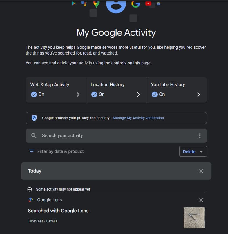 Google activity Lens