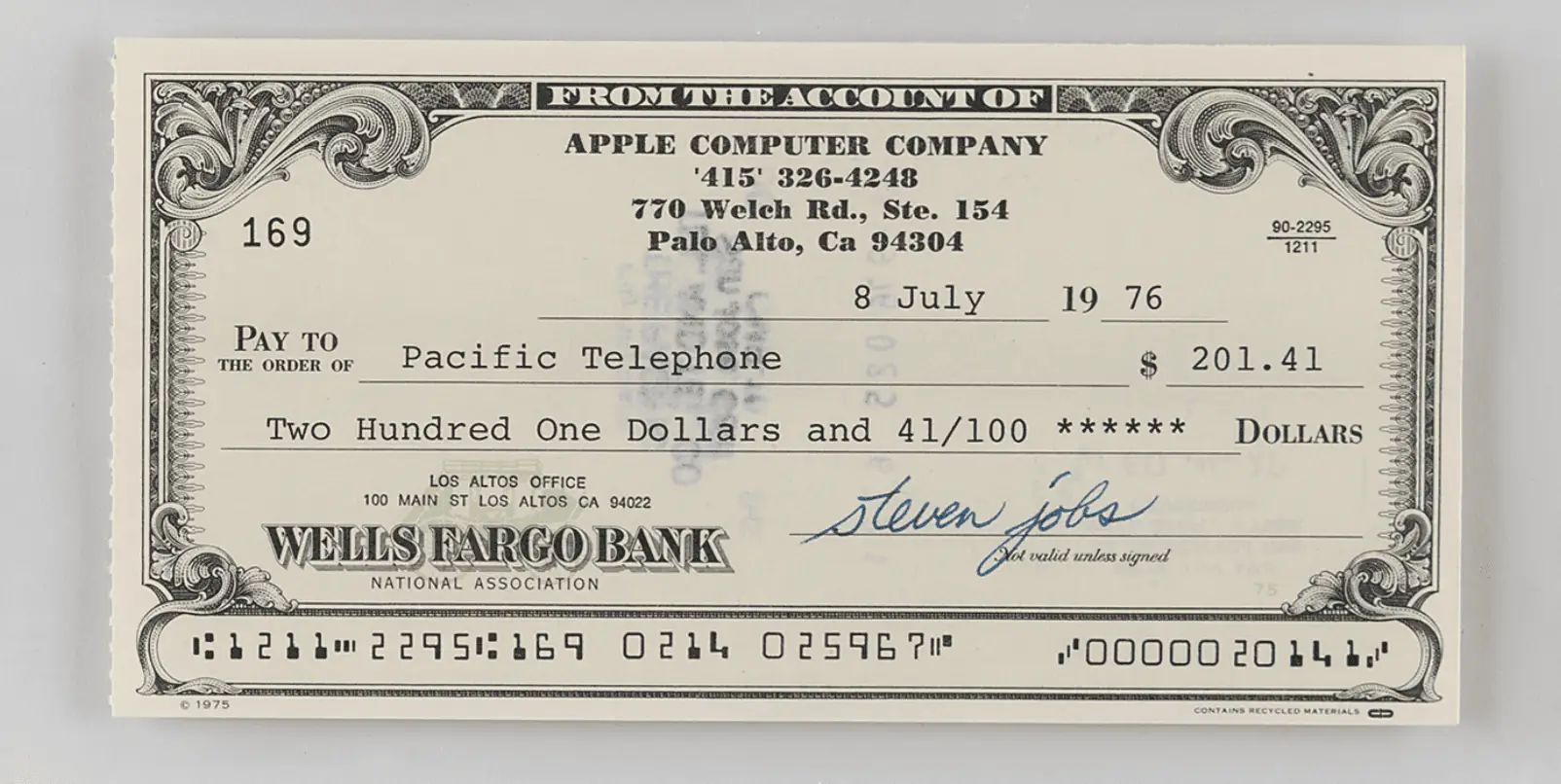 Steve Jobs's $200 check